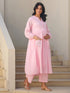 Light Pink Dobby Pure Cotton Self Design A-line Maternity Kurta Pant Set